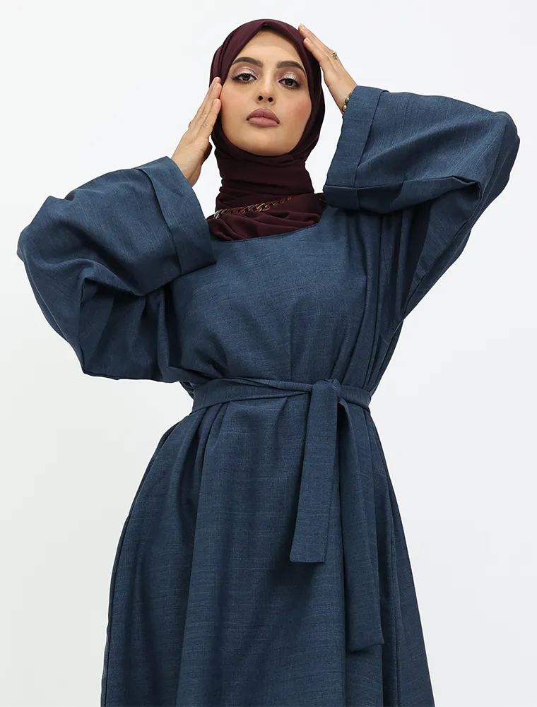 Navy Linen Abaya